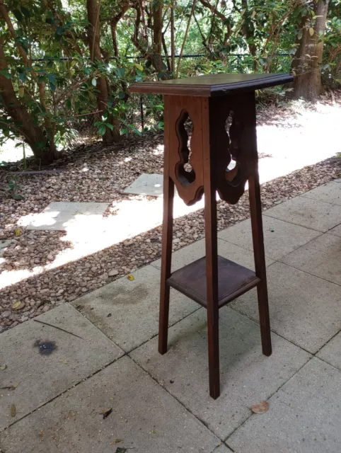 31" Tall Two Tier Wood Antique Plant Stand.