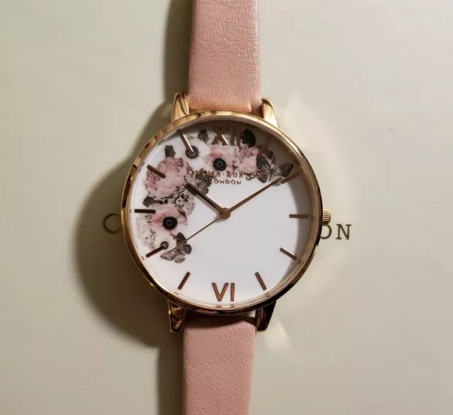 Olivia Burton Firma Florales Reloj Set Con 38mm Esfera Blanca