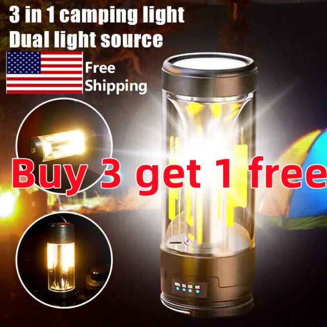 Camping Lantern Portable LED Tent Light Rechargeable Outdoor Emergency Lamp USA
