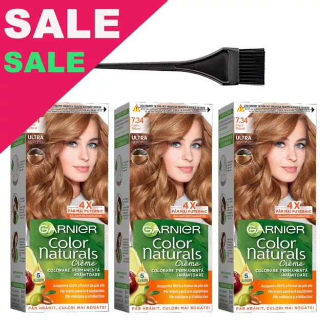 Garnier Color Naturals 7.34 Natural Copper Red Permanent Hair Color 3 pcs