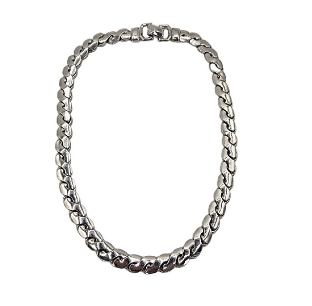 Vtg Coro Pegasus Necklace Silver Tone Chunky Curb Choker Collar Jewelry Signed Vtg Coro Pegasus Necklace Silver Tone Chunky Curb Choker Collar Jewelry Signed