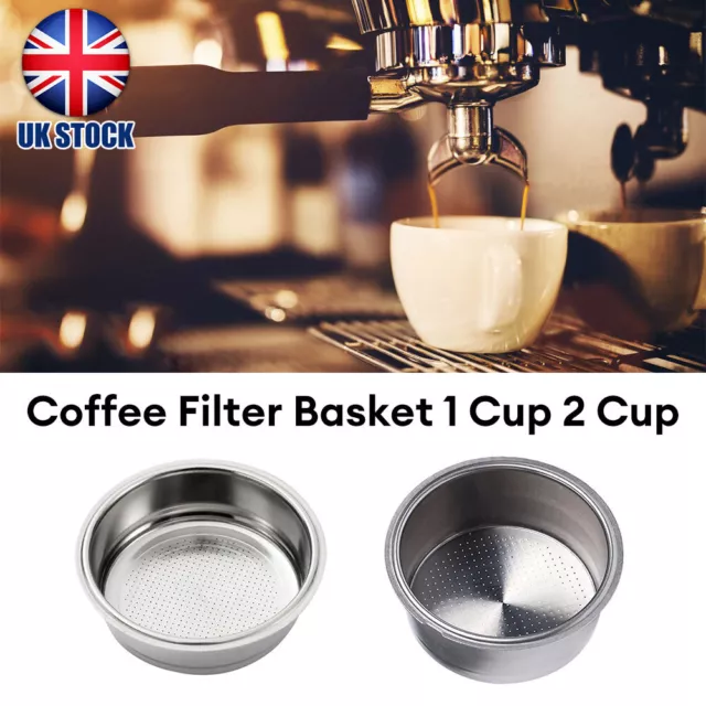 Stainless Steel Coffee Filter Basket Single 1 Cup Double 2 Cup 51mm Portafilter