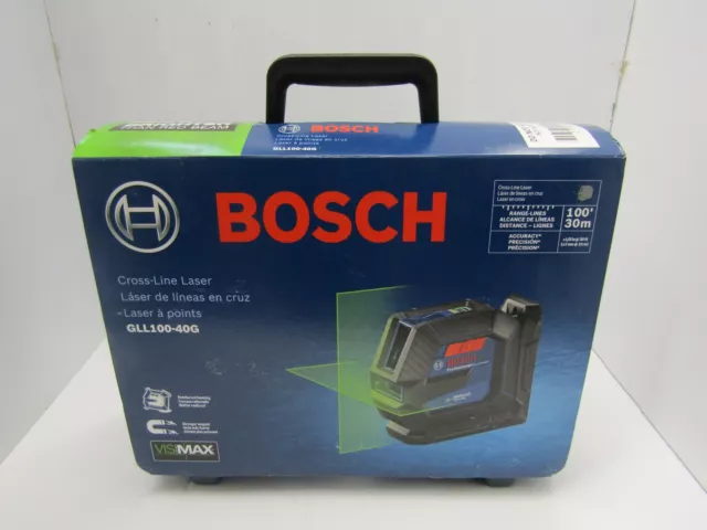 Bosch GLL100-40G 100 ft. Self Leveling Cross Line Laser W/VisiMax Green Beam