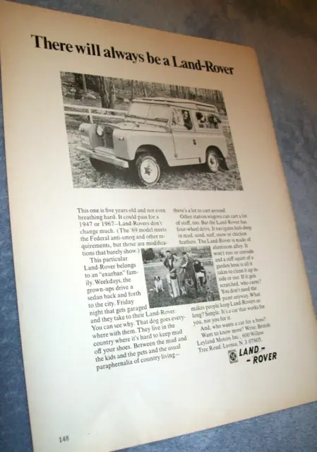 1969 Land Rover program car / truck ad -"There will always be a Land Rover"