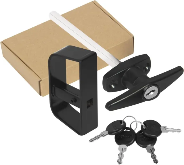 Shed Door Latch T-Handle Lock Kit 5 Keys Door Hardware Lock Set Black 4½",5½"