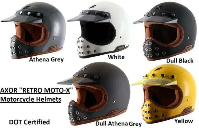 AXOR " RETRO MOTO-X " DOT Certified Full Face Motorcycle Helmets