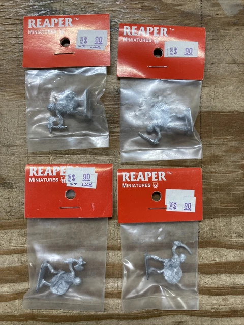 Lot 4 REAPER miniatures SKELETONS sword/ shield 1245/1246  MIP AD&D figures