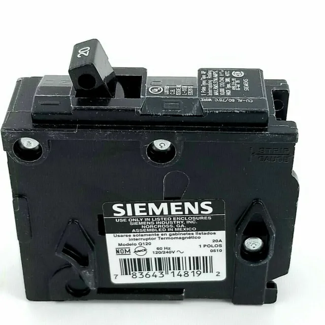 Siemens Q120 2 Pack 20 Amp Single-Pole Type QP Circuit Breaker Plug On New
