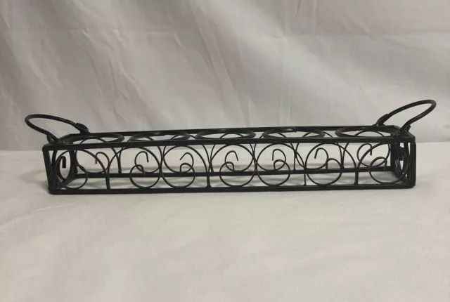 Portavelas votivas metal fundido negro con mango y remolino diseño de desplazamiento sostiene 5