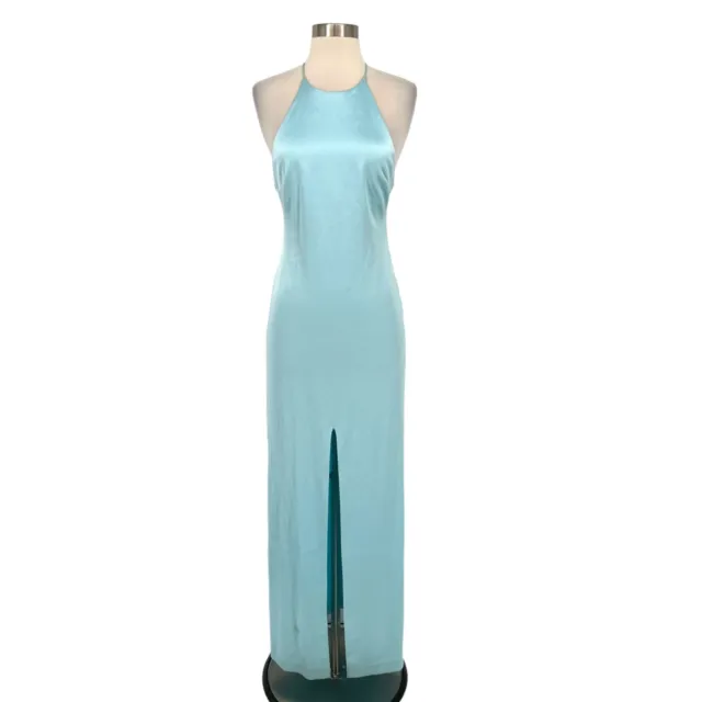 Alice + Olivia Open Back Maxi Prom Special Occasion Dress Powder Blue Size 0