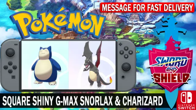 Pokemon Sword & Shield 6IV Square Shiny Snorlax & Charizard Gigantamax!!!