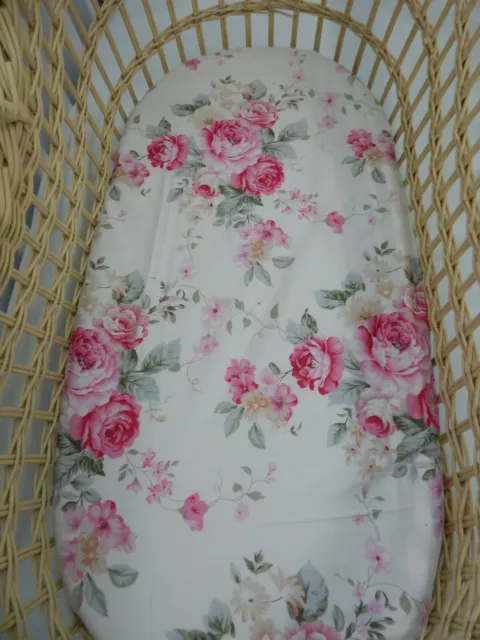 Bassinet Fitted Sheet Floral Olivia 100% Cotton FITS STANDARD BASSINET