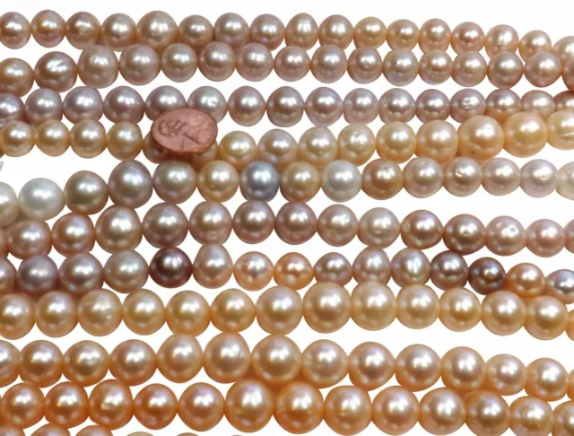 Huge Sized 11-13mm Near-Round High Luster AA Quality Pearl Strands