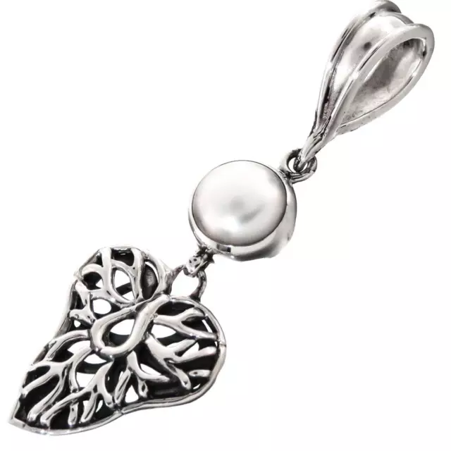 925 Argent Sterling Organique Biwa de Culture Perle Argent Pendentif, 5.1cm