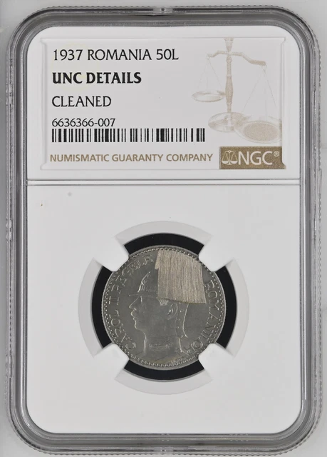 50 Lei 1937, Carol II, Romania, Rumänien, NGC UNC DETAILS
