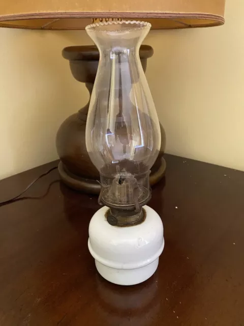 Lampada ad olio vetro ceramica 900 epoca Lanterna