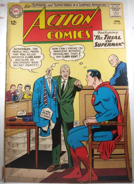 💥 Action Comics #301 Vg/Fn Dc First Print 1963 Superman Supergirl Super-Horse