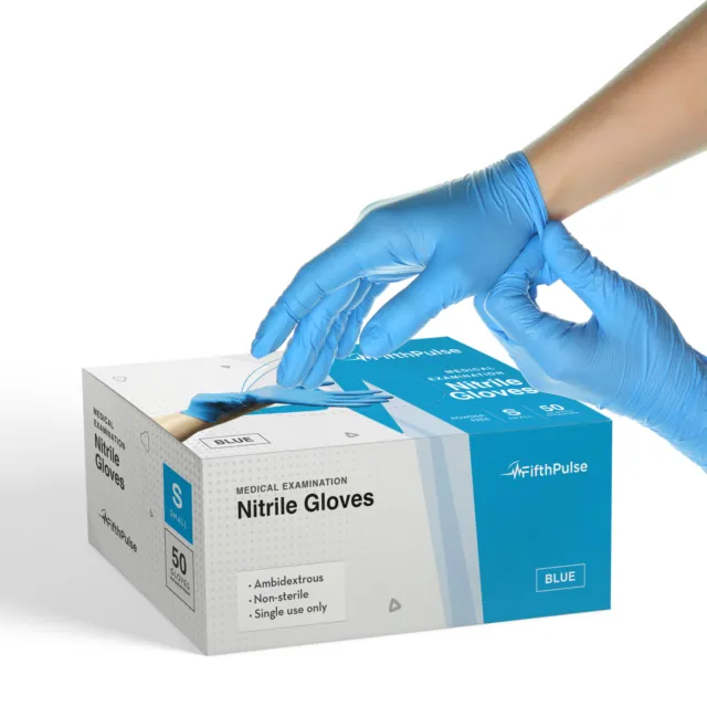 Fifth Pulse Nitrile Exam Latex & Powder Free Gloves - Blue - 50 pk (Small)