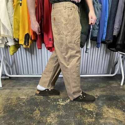 CARHARTT Pantaloni Carpentiere vintage effetto anticato PESANTEMENTE indossato Workwear Pantaloni A392 