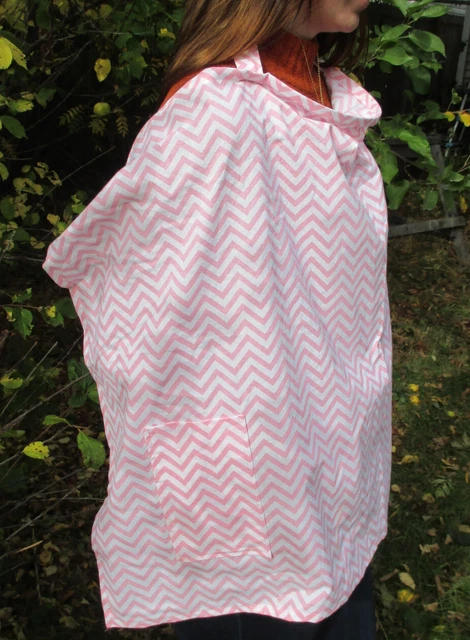 Nursing Cover, Pink Chevron Nursing Cover, Breastfeeding Cover Apron and Pocket