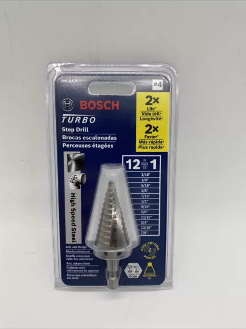 Bosch 3/16" to 7/8" High-Speed Steel Turbo Impact Step Drill Bit - IMSDC2