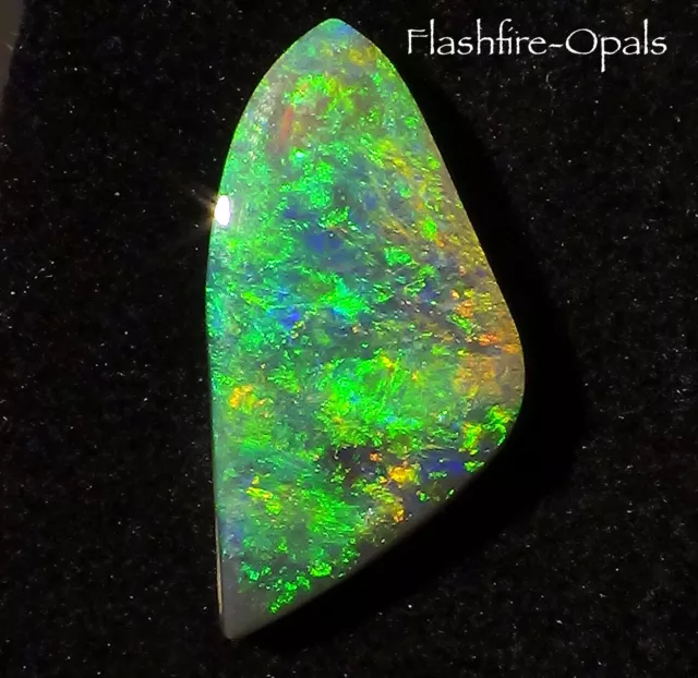 5,2 Ct Solid  Edel-Black Opal Gem Grün-Gold-Orange!! Video  Flashfire-Opals