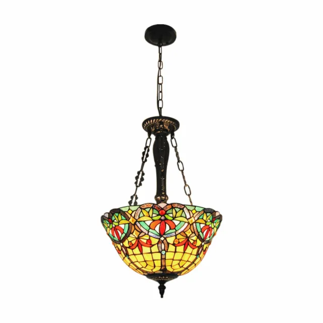 Ceiling Light Stained Glass Pendant Lamp Tiffany Chandelier Flush Mount Fixture
