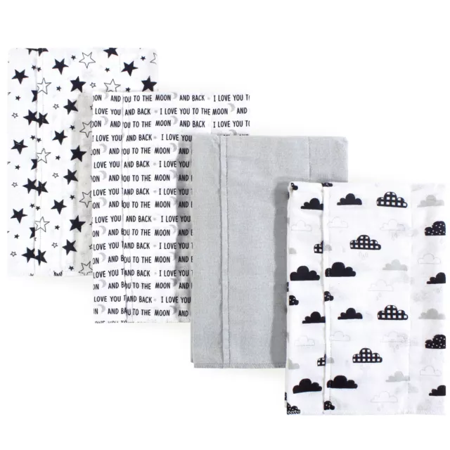 Hudson Baby Infant Cotton Flannel Burp Cloths 4pk, Moon And Back, One Size