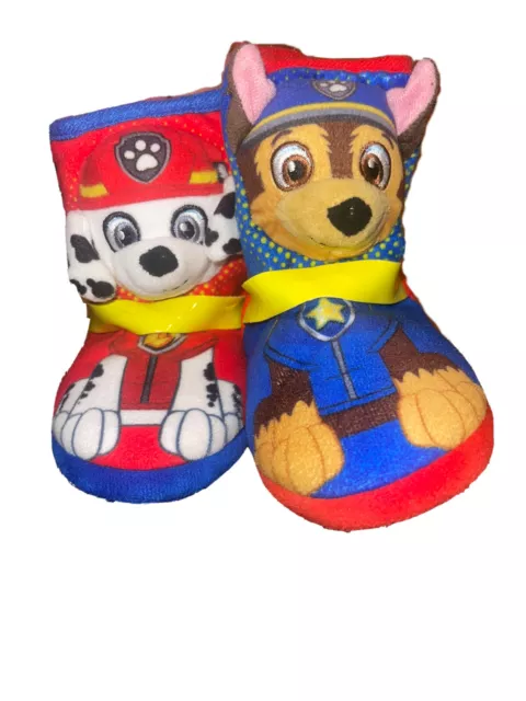 Nickelodeon Paw Patrol Marshall & Chase Boys Slippers House Shoes Size 7/8