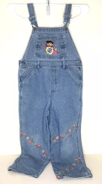 Dora the Explorer Vintage Girls 6X Denim overalls Nick Jr Boots Embroidered VTG