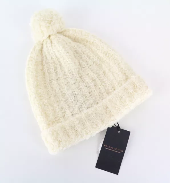 Maison Scotch Femme Chapeau Taille Unique Blanc Cassé Bonnet Laine Alpaca Teddie