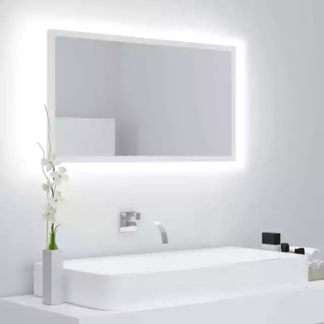 Miroir à LED de salle de bain Blanc 80x8,5x37 cm Acrylique, Meubles-lavabos, Arm