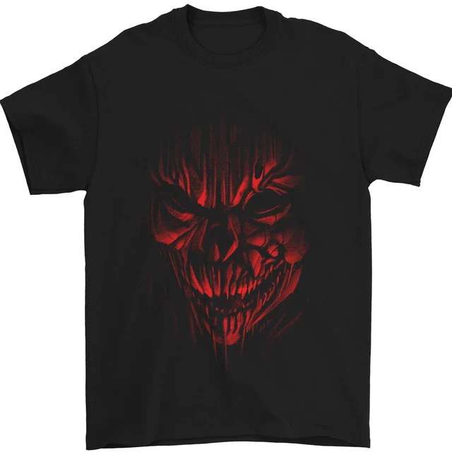 T-shirt da uomo gotica Demon Skull Devil Satan Grim Reaper 100% cotone
