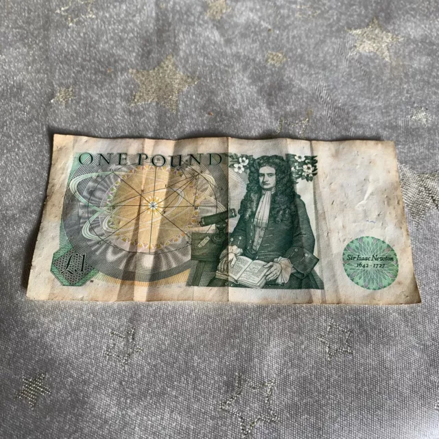 Vintage UK £1 One Pound Elizabeth II Sir Isaac Newton  Bank Note 2
