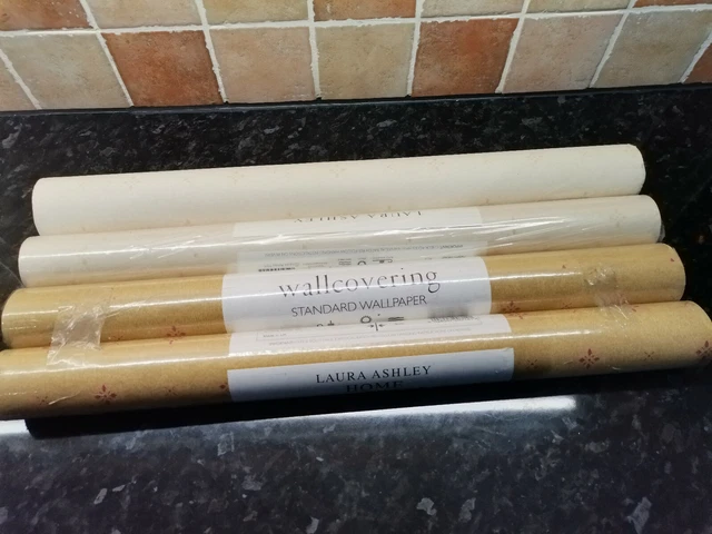 4 x Vintage Laura Ashley Heim Tapete Petra Himbeere Gold 2000 Kontrastierend