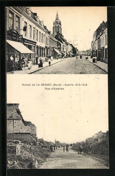 CPA La Bassée, War 1914-1918, Ruins, Rue d'Estaires