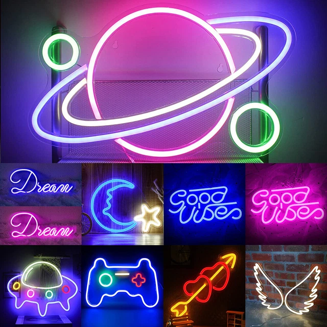 LED WALL LIGHTS Neon Sign Light Art Lamp Kids Bedroom Xmas Light Up