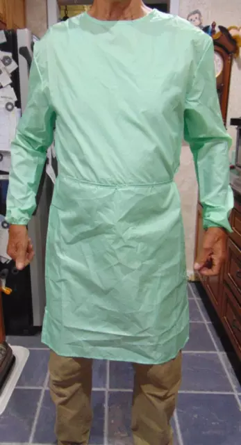 Long Sleeve Green Disposable Painting Craft Lab Dental Gowns Bibs 1X 2X 3X 10 Ct