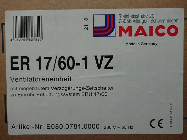 Ventilateur De Salle De Bain Maico ER-APB 100 VZ - Extrait Avec Minuterie, Débit 100 M³/h, Blanc