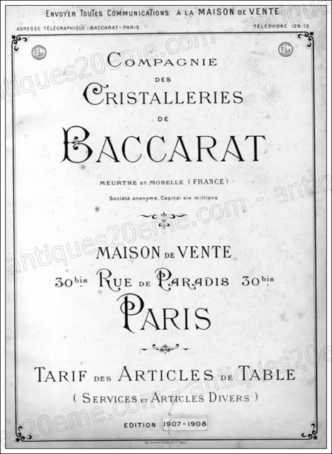 Baccarat Crystal, 1907-1908 Crystal Catalogue in PDF Format