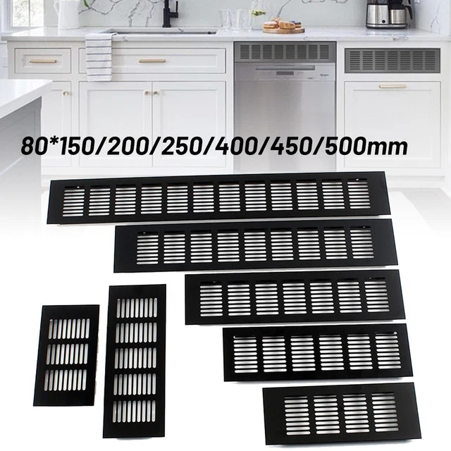 Grille De Ventilation En Alliage D'aluminium 150 X 400 Mm - Pour Armoires, Meubles, Salle De Bain - Noire