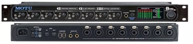 MOTU 8PRE, Firewire Interface,8 Mic Preamps, Optical Converter