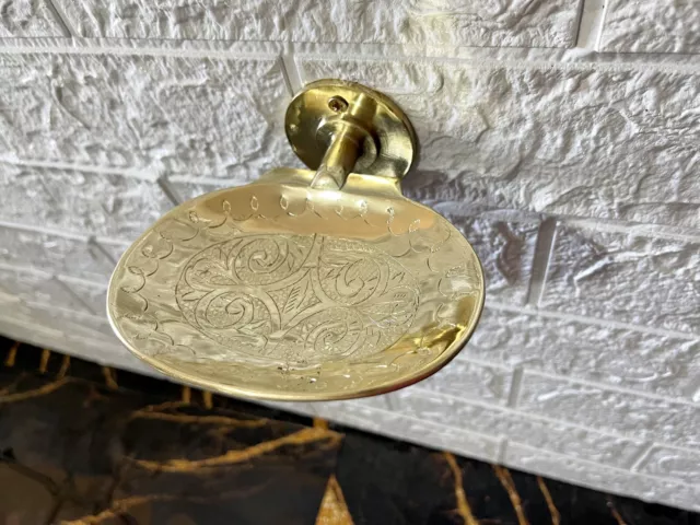 Handmade Brass Soap Dish Wall Mount For Bathroom, Engraved Soap Holder