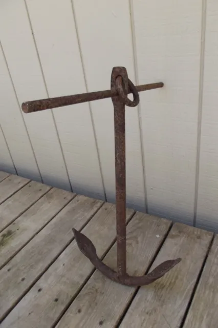 Antique  Forged Kedge Boat Anchor,  24" Tall, 22" Wide, 10 lbs