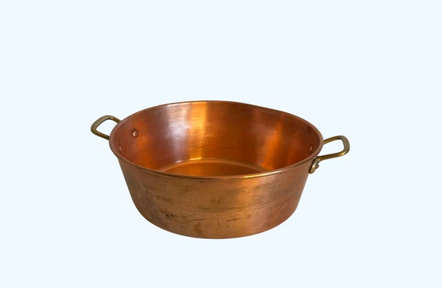 Bassine à Confiture Ancienne En Cuivre - 38 Cm De Diamètre - Déco Ou Cuisine