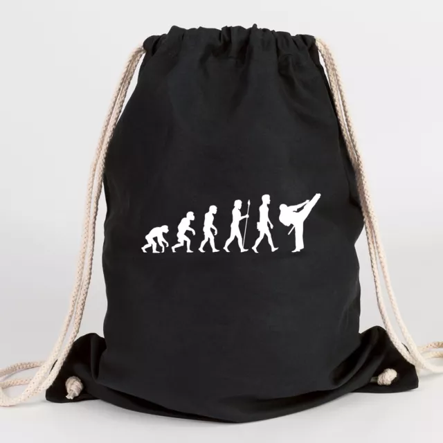 JUNIWORDS Turnbeutel Motiv "Evolution Karate" ver. Farben Geschenk Tasche