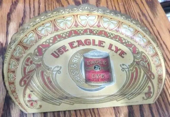 Eagle Lye antique advertising crumb tray pan sweeper lithograph Chas. Shonk 1900