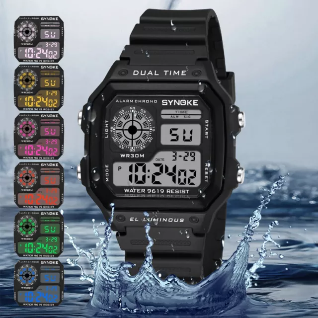 Military Watch Men Outdoor Sports Digital Watch LED Waterproof Wristwatch Gift