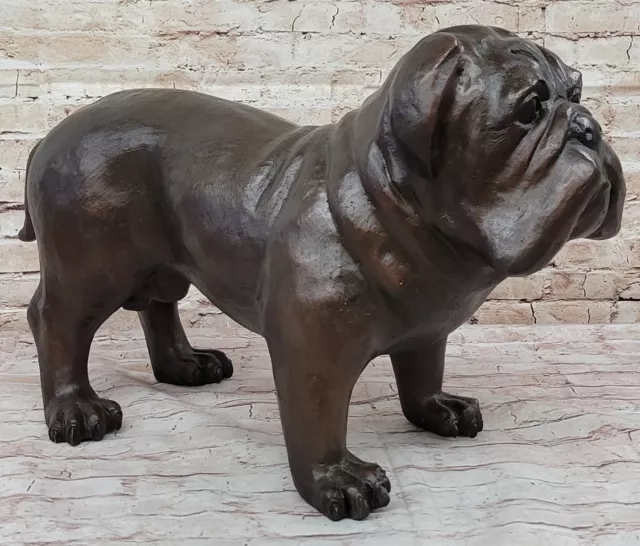 Vintage Style Hand Cast BRONZE MALE ENGLISH BULLDOG Heavy Statue Art