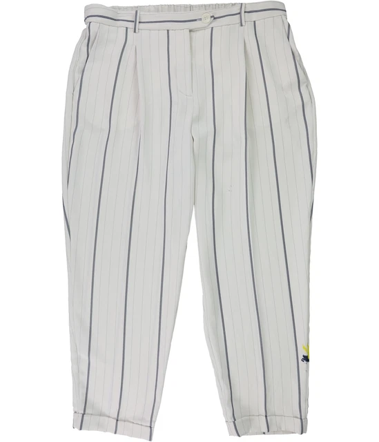 Vince Camuto Womens Pleated Casual Trouser Pants, Off-White, 14